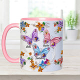 Sisters Are Like Butterflies - Personalized Bestie Accent Mug