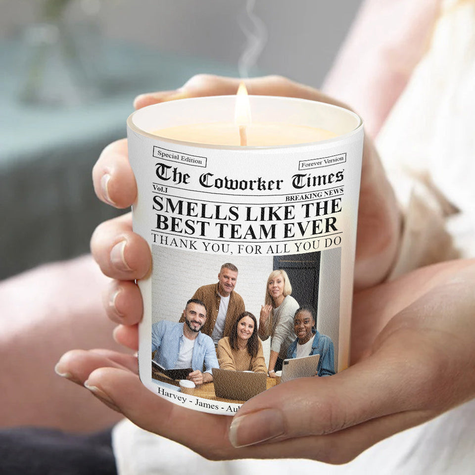 The Co-worker Times Best Team Ever - Personalized Colleague Candle With Wooden Lid