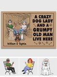 A Crazy Dog Lady And A Grumpy Old Man - Personalized Dog Doormat