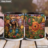 Hippie Girl Hippie Soul Peace Love - Personalized Hippie Accent Mug