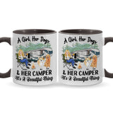 A Girl Her Dog And Her Camper - Camping gift for dog lover - Personalized Accent Mug