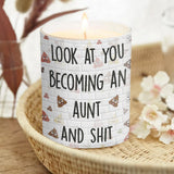 Becoming An Aunt - Personalized Aunt Candle With Wooden Lid