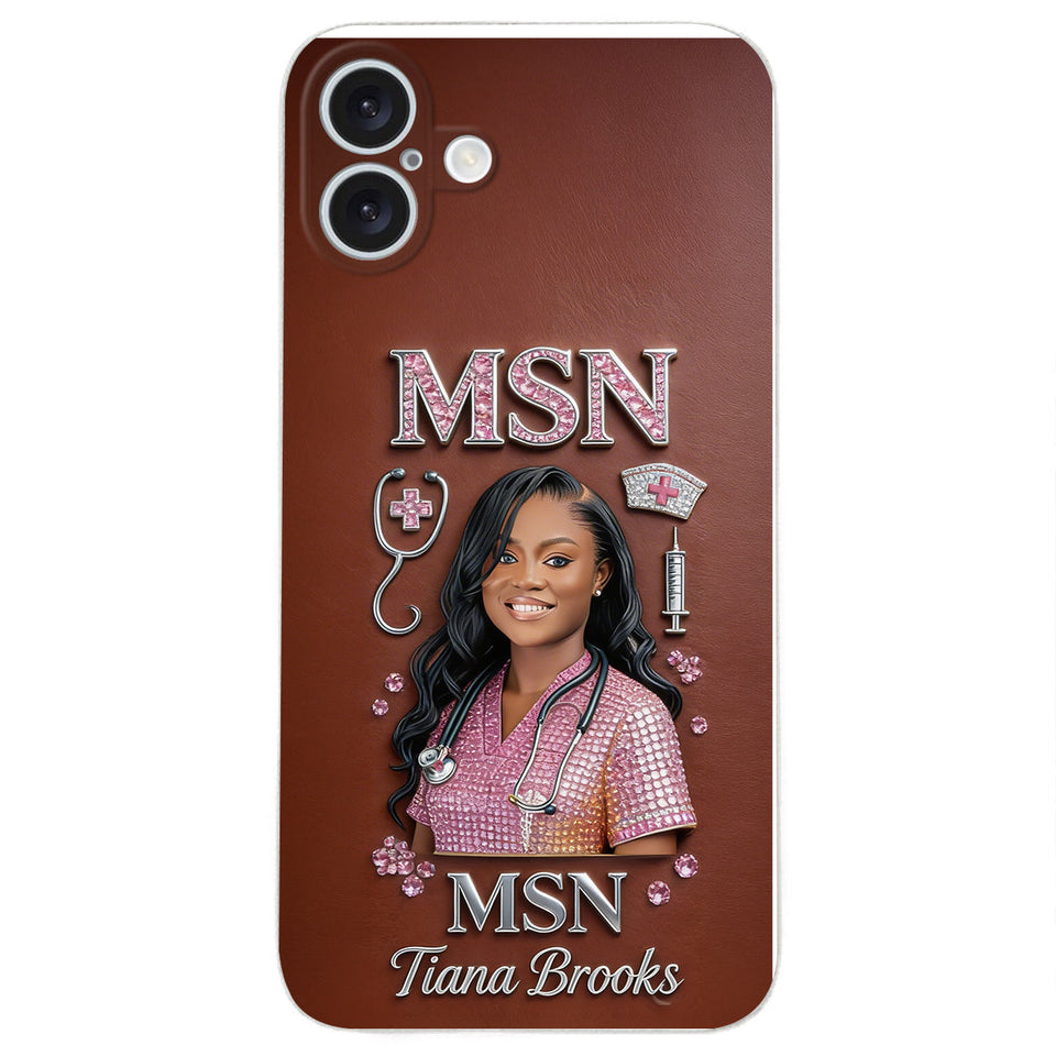 Any Title - Gifts For Nurse, Doctor - Personalized Nurse 3D Embossed Leather Phone Case