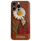 Custom Any Photo Birthmonth Flower - Personalized Self Love Leather Phone Case