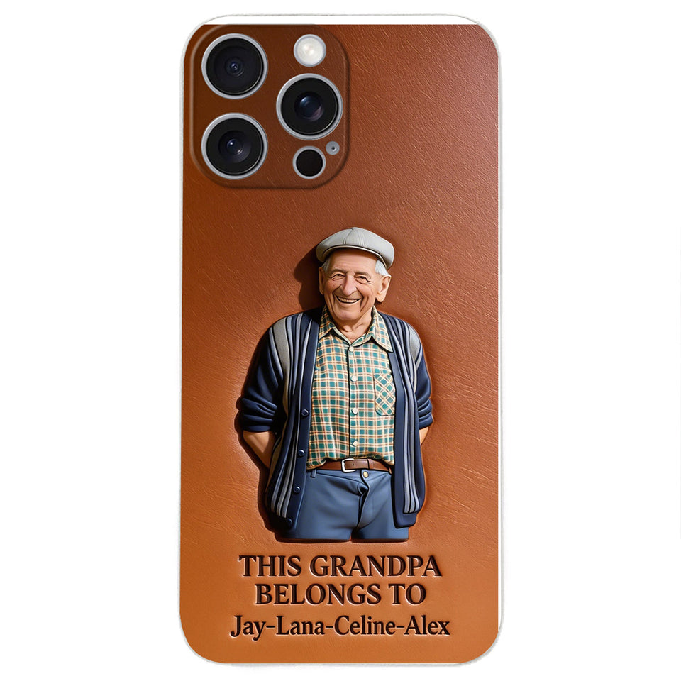 Together Always Case - Personalized Grandpa 3D Embossed Leather Phone Case