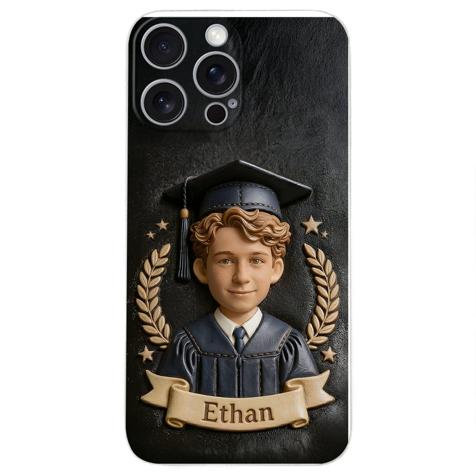 Graduation Gift - Personalized Graduation 3D Embossed Leather Phone Case