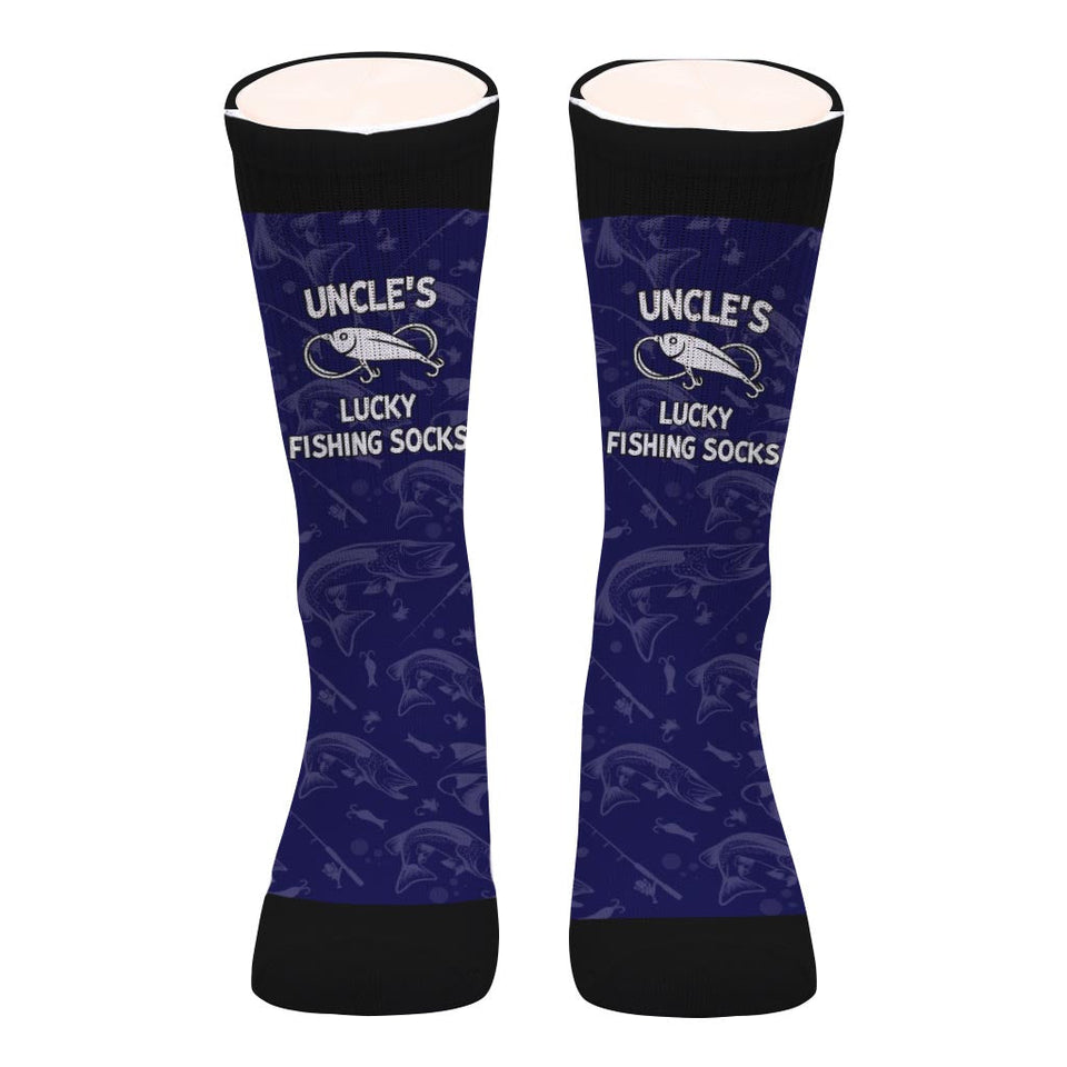 Lucky Fishing Socks - Gift for dad, uncle, aunt, grandma, grandpa, mom, son, daughter, brother, sister, granddaughter, grandson, husband, wife, boyfriend, girlfriend, friend, co-worker - Personalized Socks