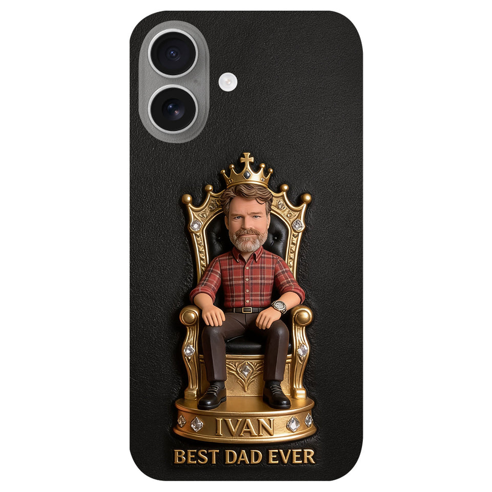 The King Dad - Personalized Father 3D Embossed Leather Phone Case