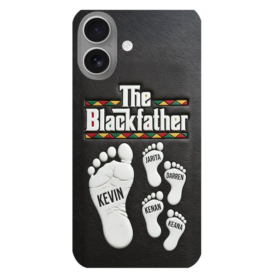 The Blackfather - Personalized Father 3D Embossed Leather Phone Case