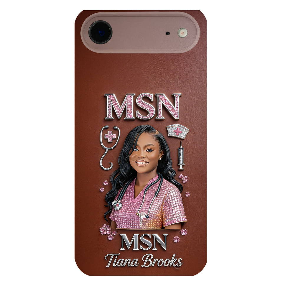 Any Title - Gifts For Nurse, Doctor - Personalized Nurse 3D Embossed Leather Phone Case