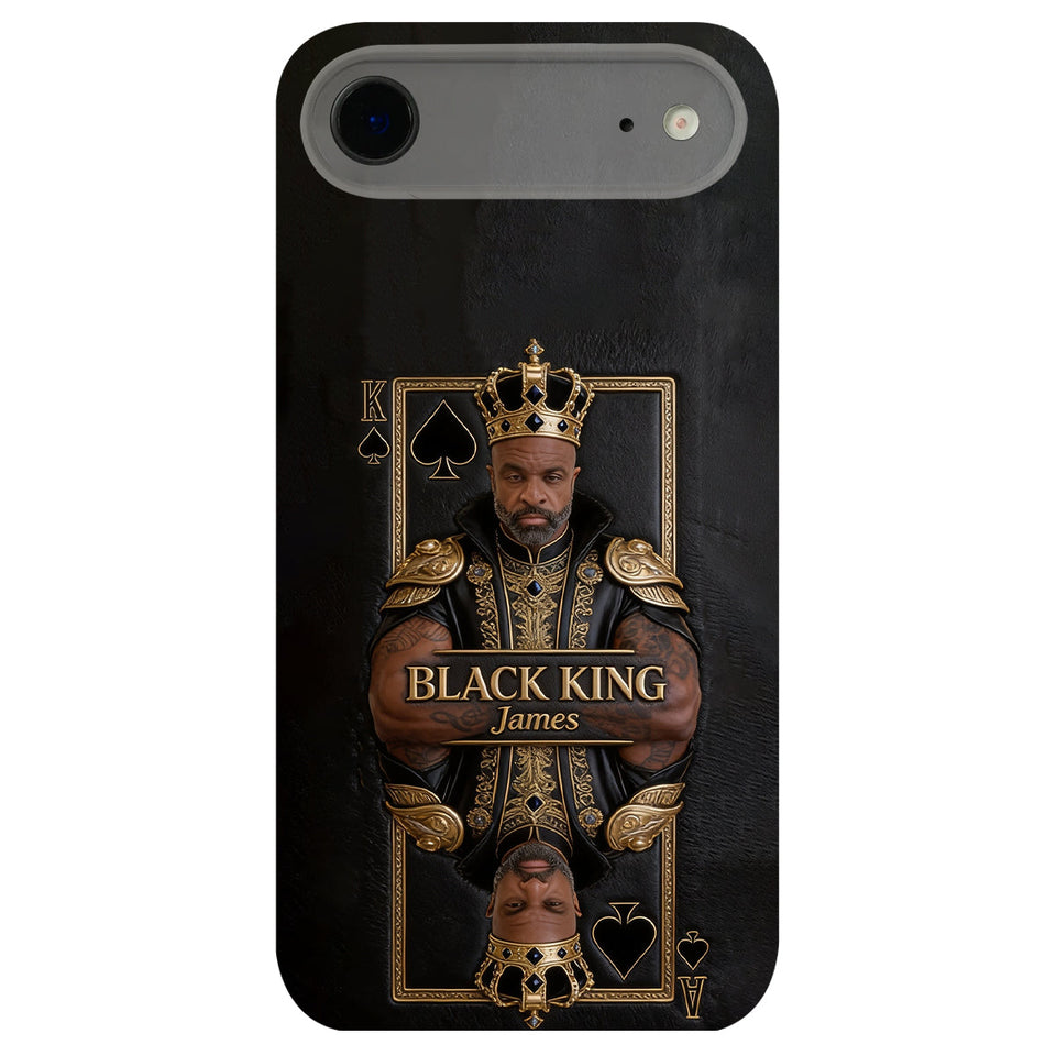 Black King - Personalized African American 3D Embossed Leather Phone Case