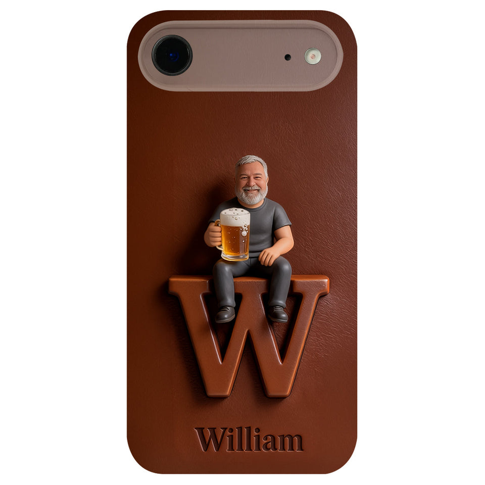 Custom Any Photo - Personalized Beer 3D Embossed Leather Phone Case