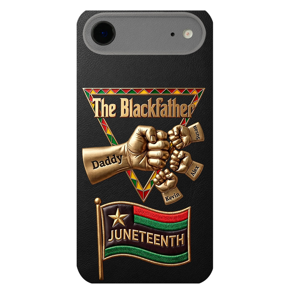 The Blackfather - Personalized Father 3D Embossed Leather Phone Case