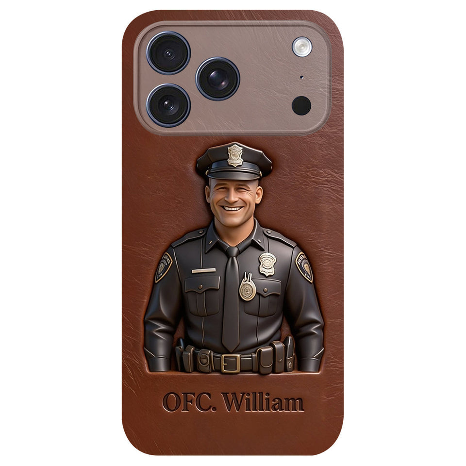 Police Gifts - Personalized Police Officer Leather Phone Case