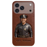 Police Gifts - Personalized Police Officer Leather Phone Case
