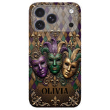 Mardi Gras Fleur de Lis - Personalized Mardi Gras Leather Phone Case