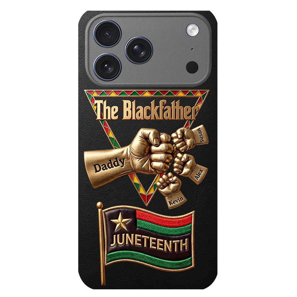The Blackfather - Personalized Father 3D Embossed Leather Phone Case
