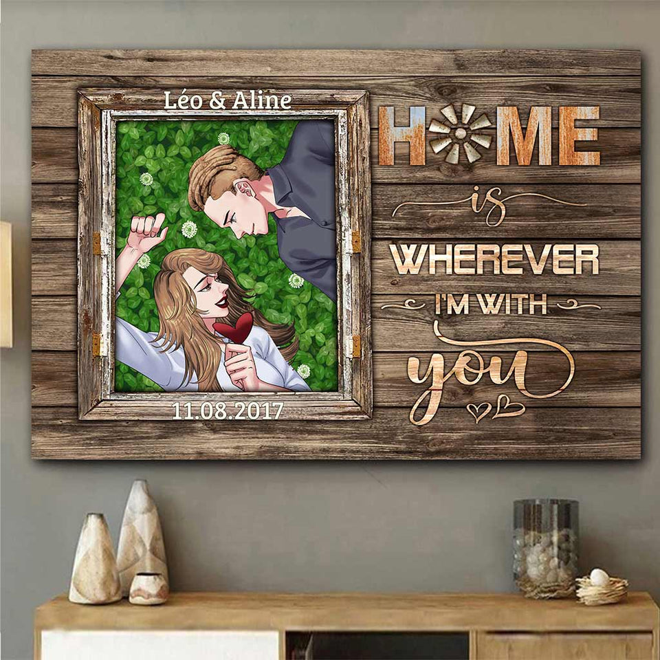 Home Is Wherever I'm With You - Personalized Couple Poster