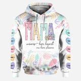 This Mama Wears Her Heart On Her Sleeve - Personalized Mother’s Day Mother Hoodie and Leggings