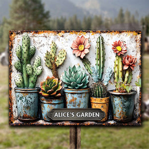 My Garden - Personalized Cactus Rectangle Metal Sign