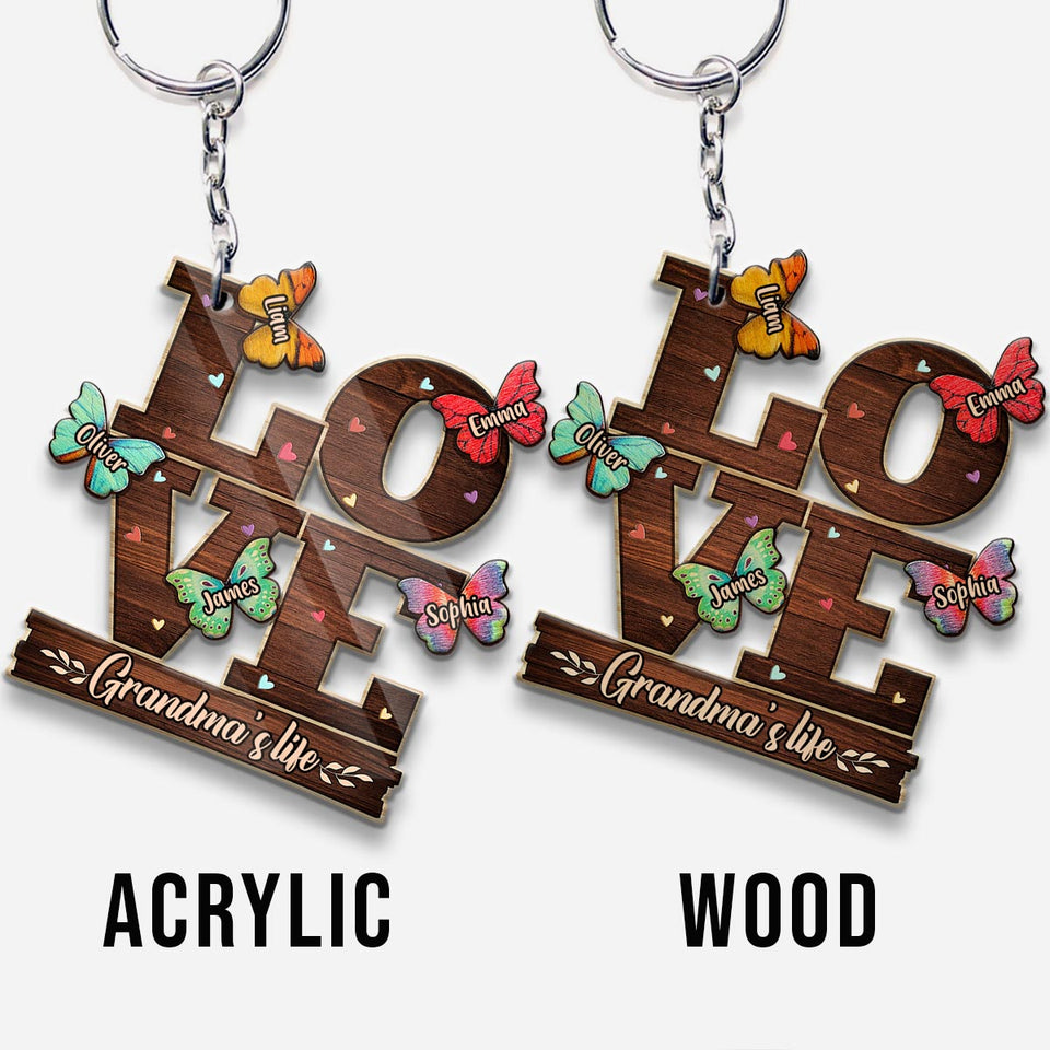 Love - Personalized Grandma Keychain (Printed On Both Sides)