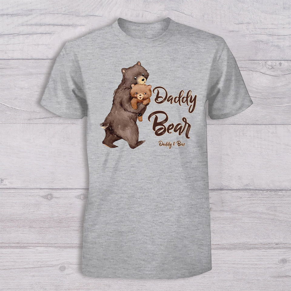 Papa Bear Baby Bear - Personalized Father T-shirt And Baby Onesie