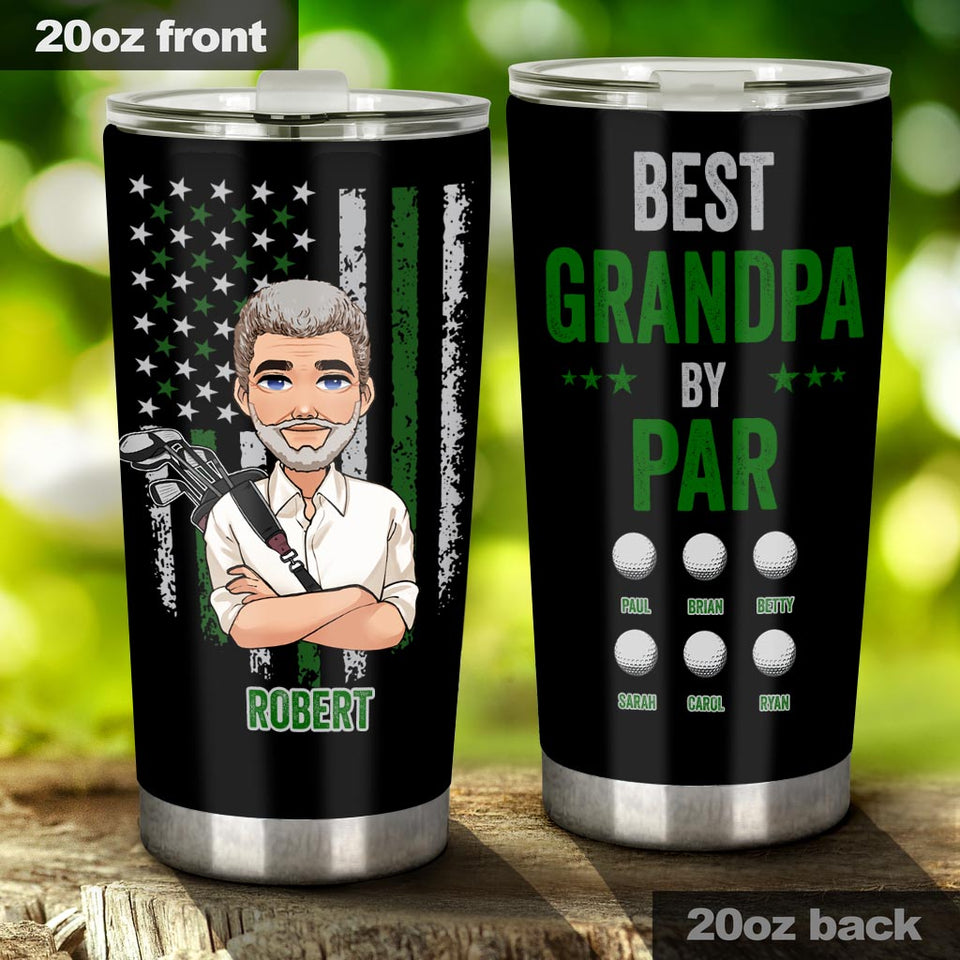 Best Grandpa By Par - Personalized Grandpa Tumbler