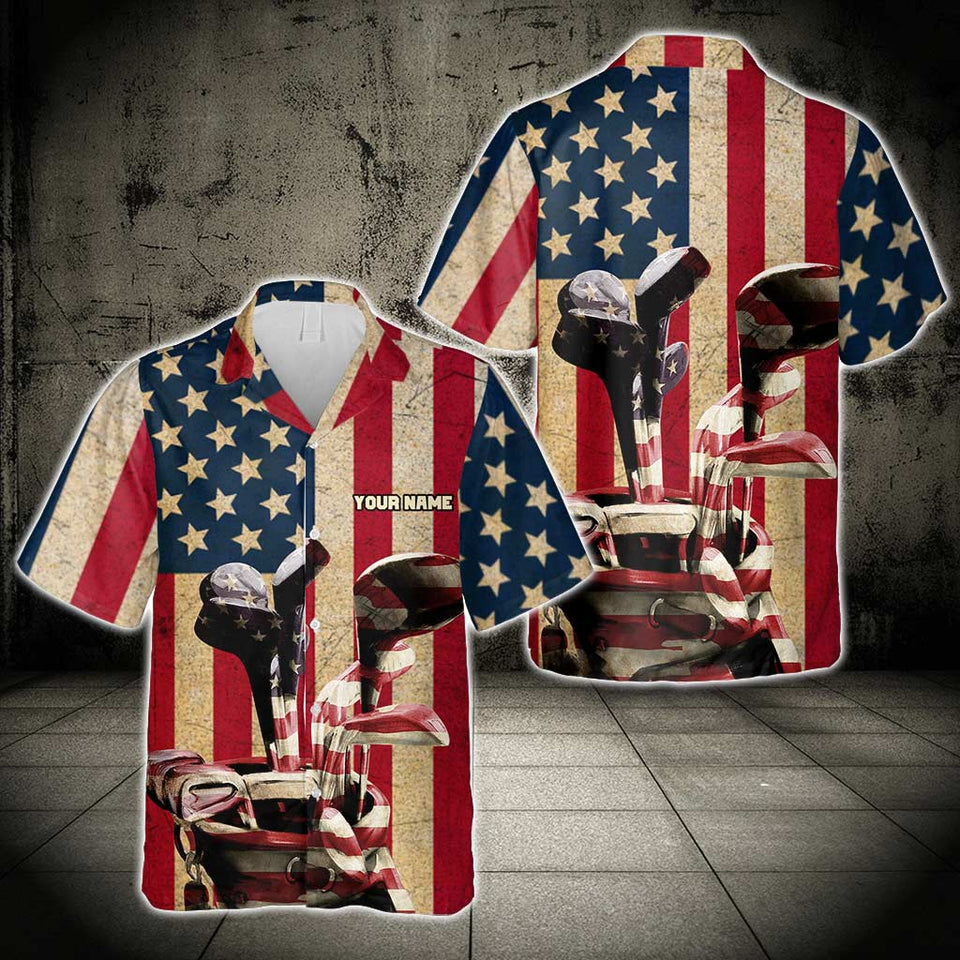 Freedom Golf Flag - Personalized Independence Day Hawaiian Shirt