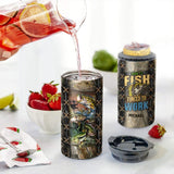 Born To Fish Forced To Work - Personalized Fishing Can Cooler