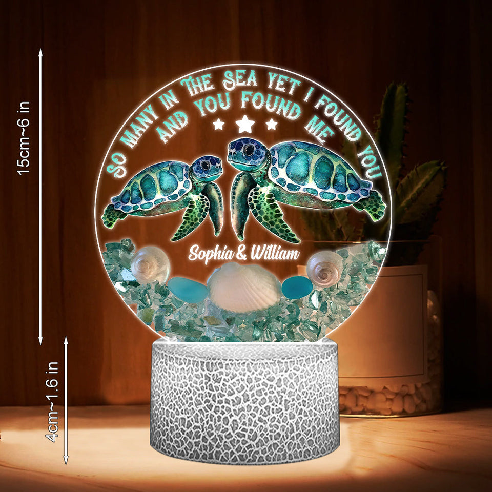 So Many In The Sea - Personalized Turtle Shaped Plaque Light Base