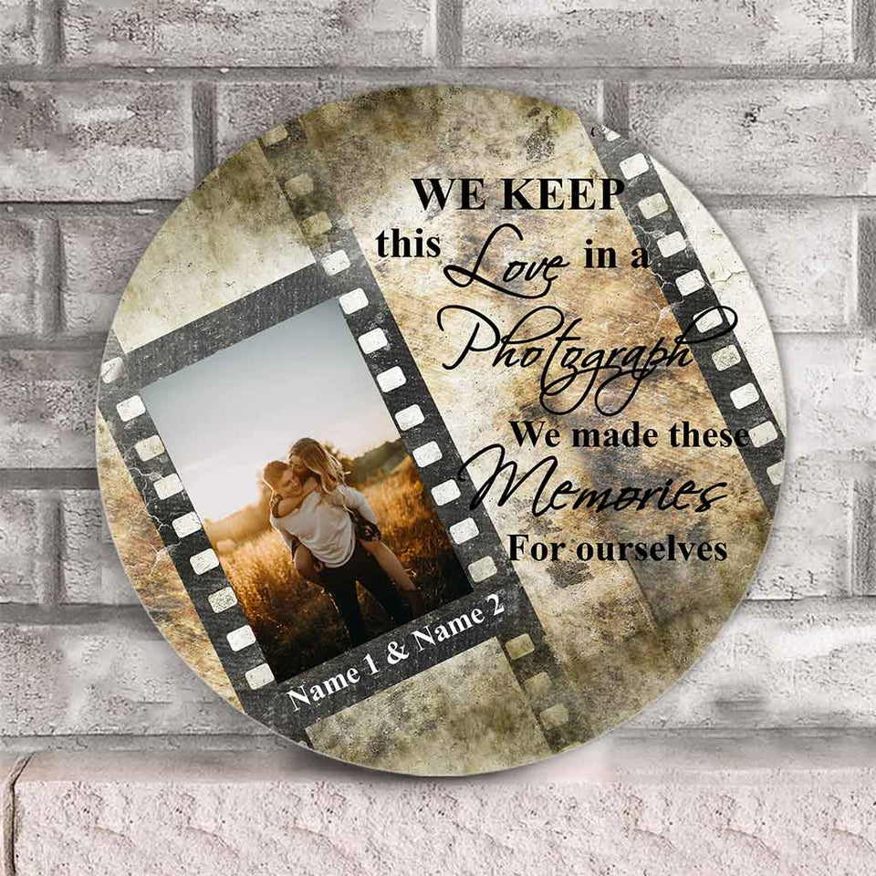 We Keep This Love - Couple Personalized Round Wood Sign
