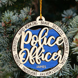 Police Officer - Personalized Police Officer 2 Layered Wooden Ornament