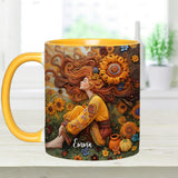 Hippie Girl Hippie Soul Peace Love - Personalized Hippie Accent Mug
