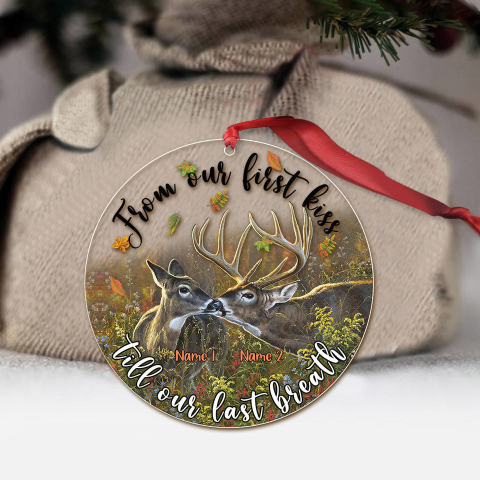From Our First Kiss Till Our Last Breath - Personalized Christmas Hunting Transparent Ornament