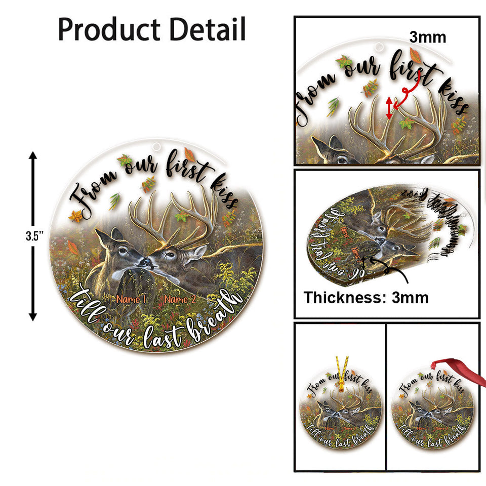 From Our First Kiss Till Our Last Breath - Personalized Christmas Hunting Transparent Ornament