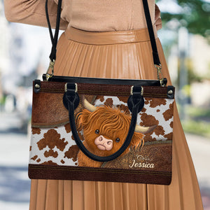 Love Highland Cows - Personalized Leather Handbag