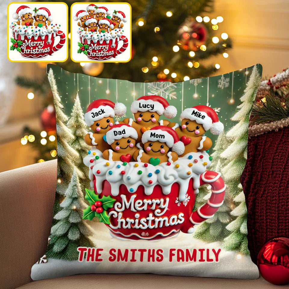 Merry Christmas 2024 - Personalized Family Throw Pillow