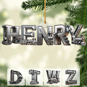 Train Alphabet Letter - Personalized Kid Transparent Ornament