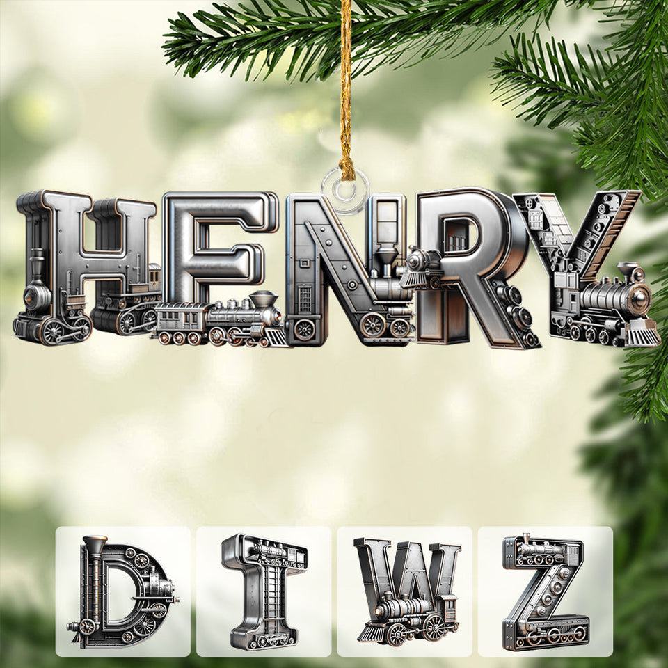 Train Alphabet Letter - Personalized Kid Transparent Ornament