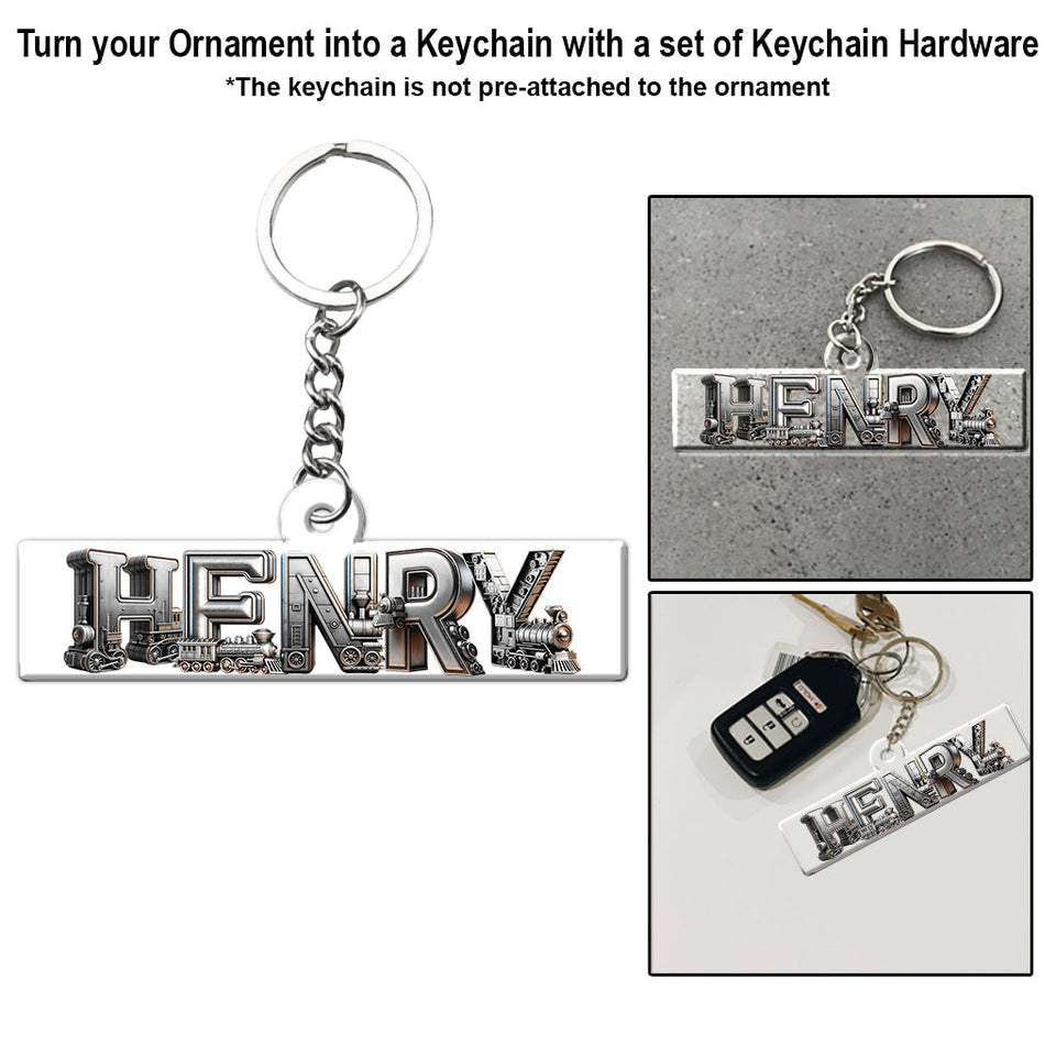 Train Alphabet Letter - Personalized Kid Transparent Ornament