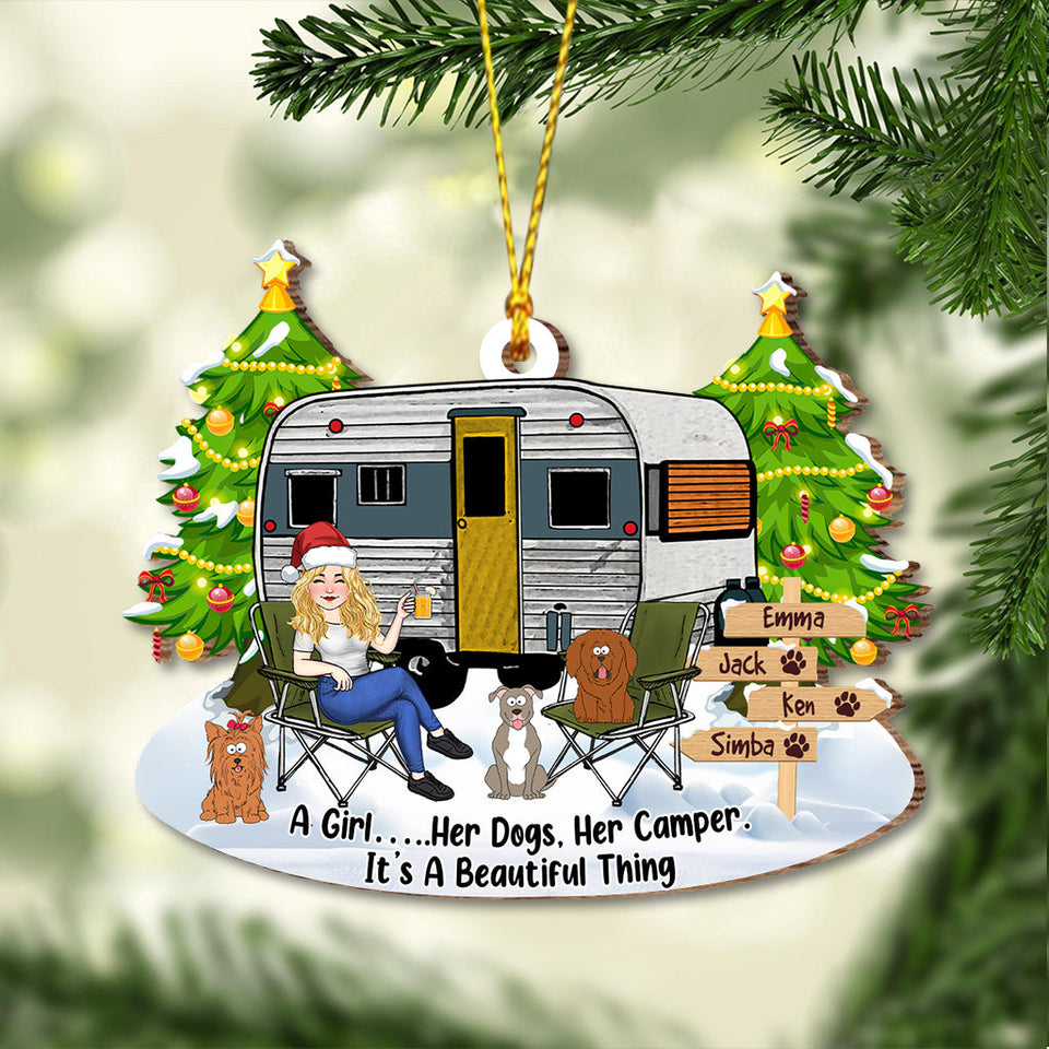 A Girl And Her Dog - Camping gift for dog lover - Personalized Ornament
