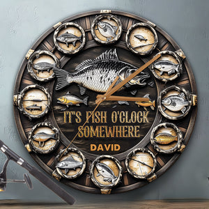It's Fish Oclock Somewhere - Personalized Fishing Wall Clock