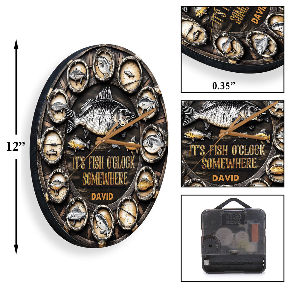 It's Fish Oclock Somewhere - Personalized Fishing Wall Clock