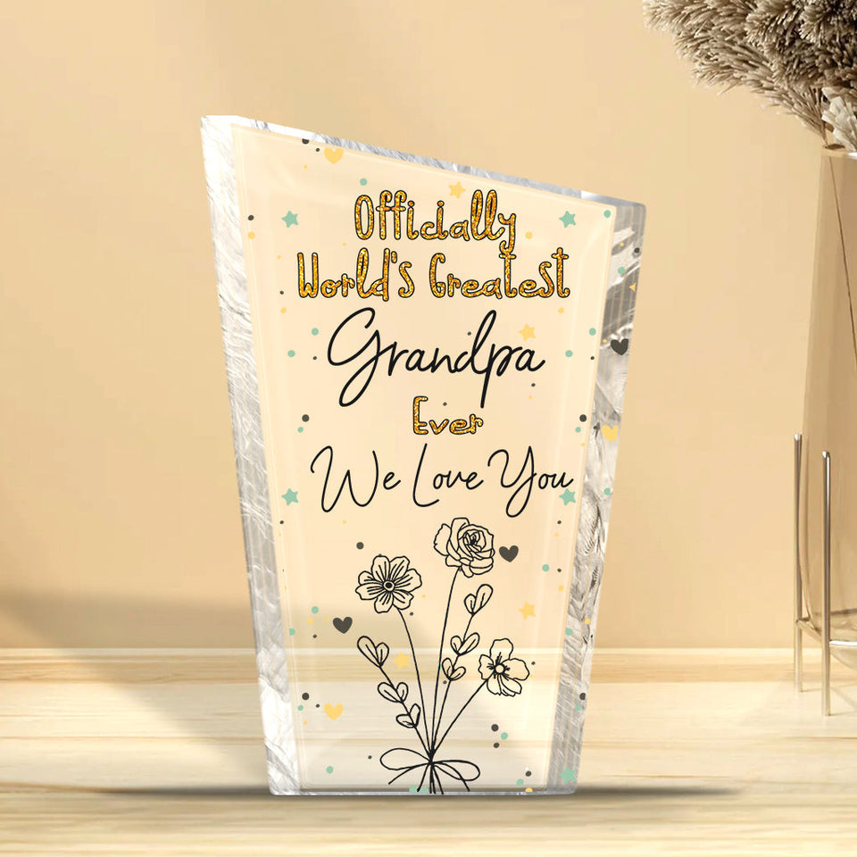 Officially World's Greatest Mom Ever - Gift for mom, grandma, wife, dad, grandpa, husband - Personalized Custom Shaped Acrylic Plaque