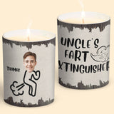Fart Extinguisher - Gift for dad, grandma, grandpa, mom, uncle, aunt, son, daughter, brother, sister, granddaughter, grandson, husband, wife, boyfriend, girlfriend, friend - Personalized Candle With Wooden Lid