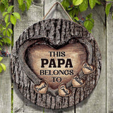 Dad's Heart - Gift for dad, grandma, grandpa, mom, uncle, aunt, brother, sister - Personalized Round Wood Sign