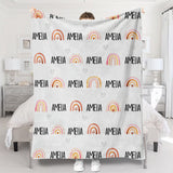 Custom Name Retro Rainbow - Personalized Newborn Blanket