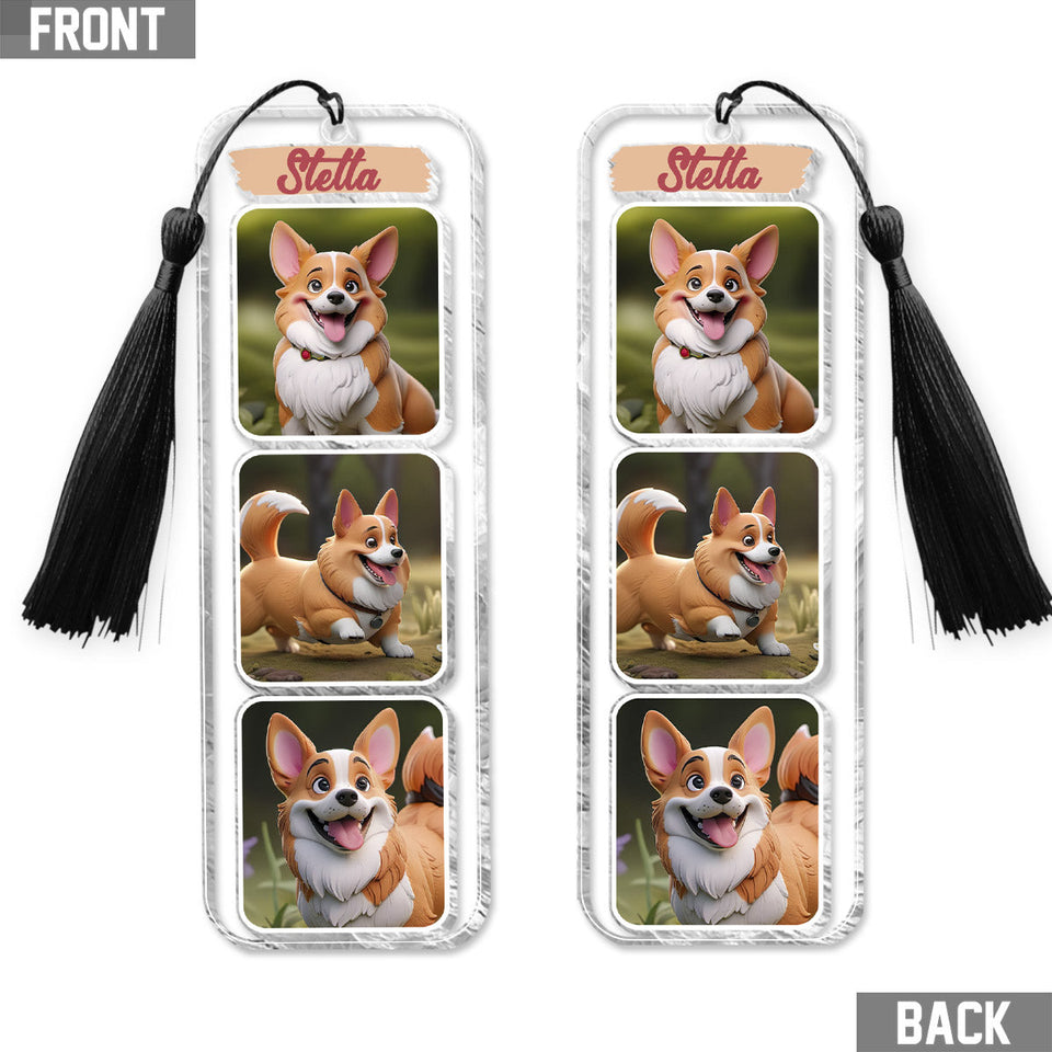 Cartoonize Pet Portrait Photo Collages - Gift for dog lovers, cat lover - Personalized Bookmark (Printed On Both Sides)