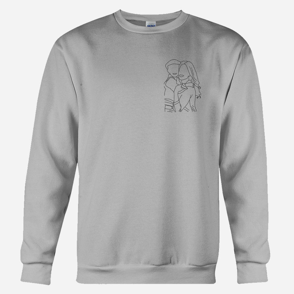 Custom Line Art - Personalized Aunt Embroidered Sweater