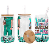 Coffee Scrubs And Rubber Gloves - Personalized Nurse Can Glass